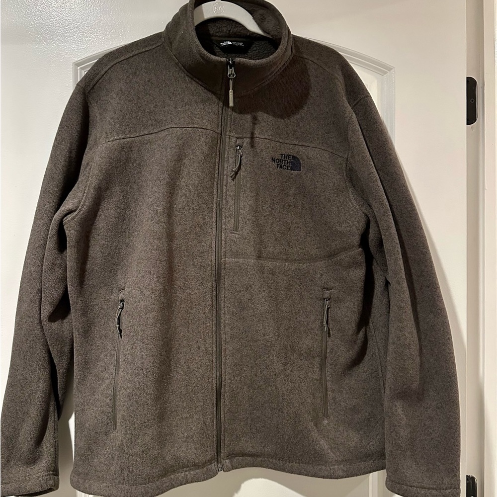 Dark olive green North Face zip up!